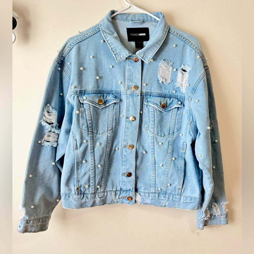 Fashion Nova Light Blue Denim Jacket - Picture 3 of 5